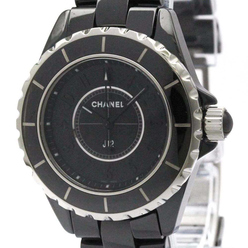 CHANEL J12 Intense Black Ceramic Quartz Ladies Watch H3828 Polished